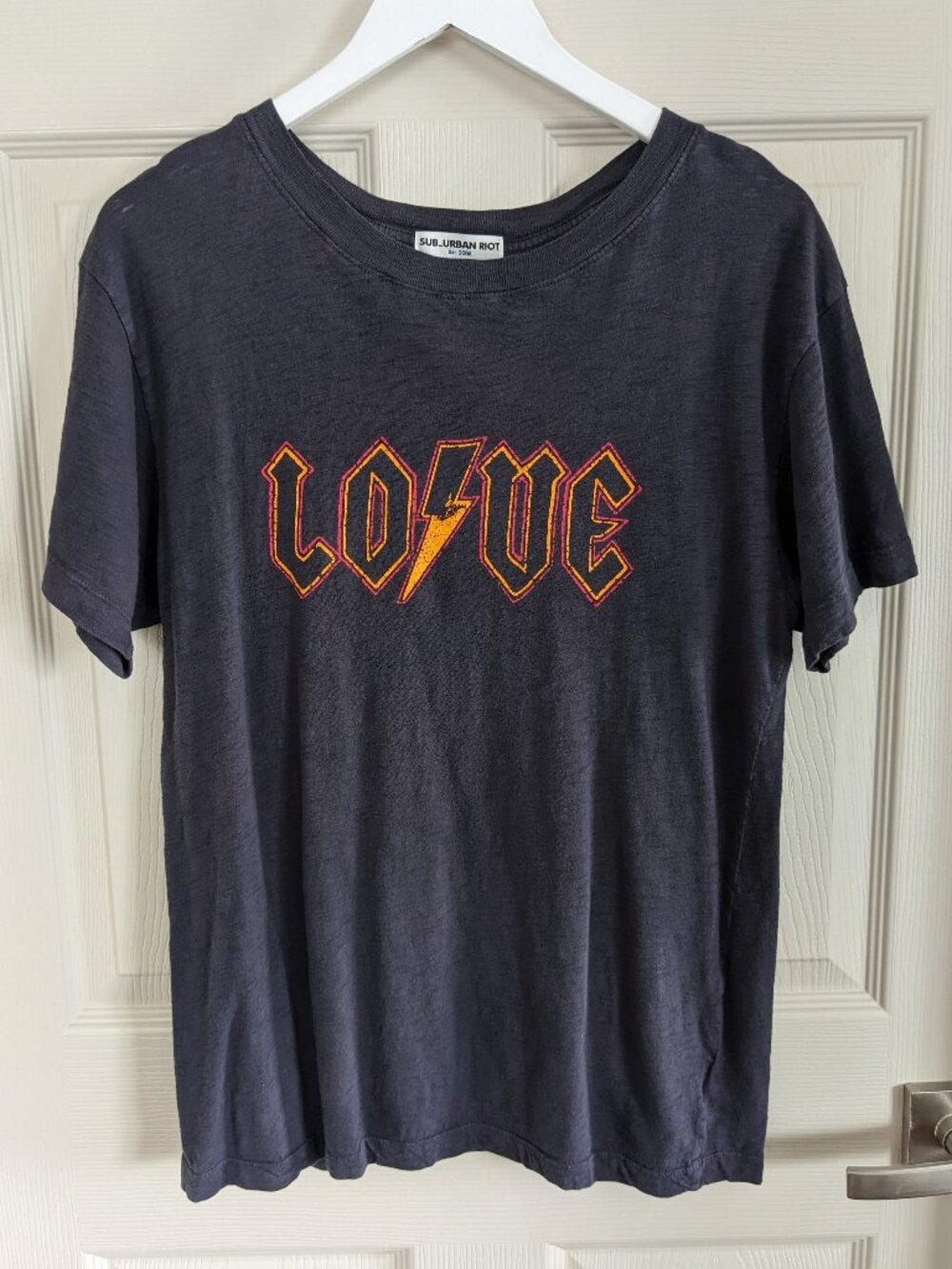 SUBURBAN RIOT Love Lightning Graphic Tee SM Grey